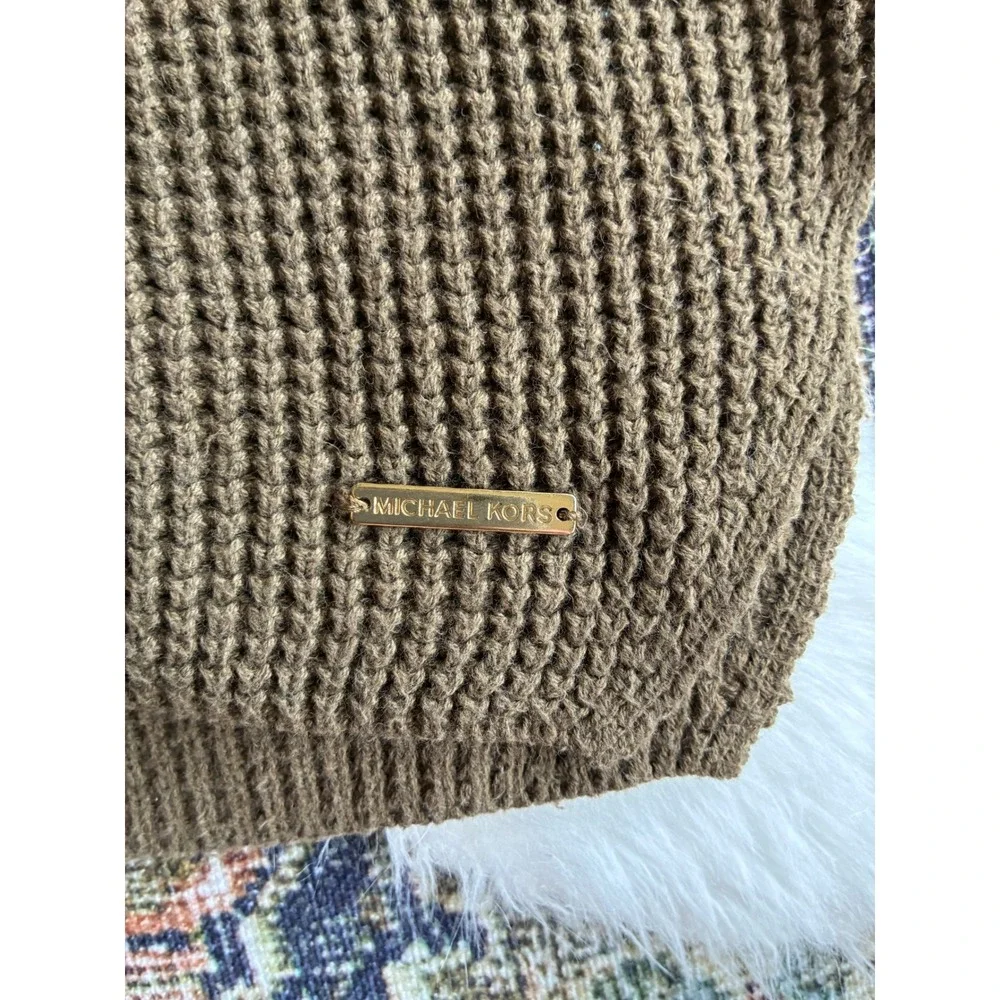 Michael Kors Womens Brown Waffle Knit Turtleneck Sweater‎ Pullover M